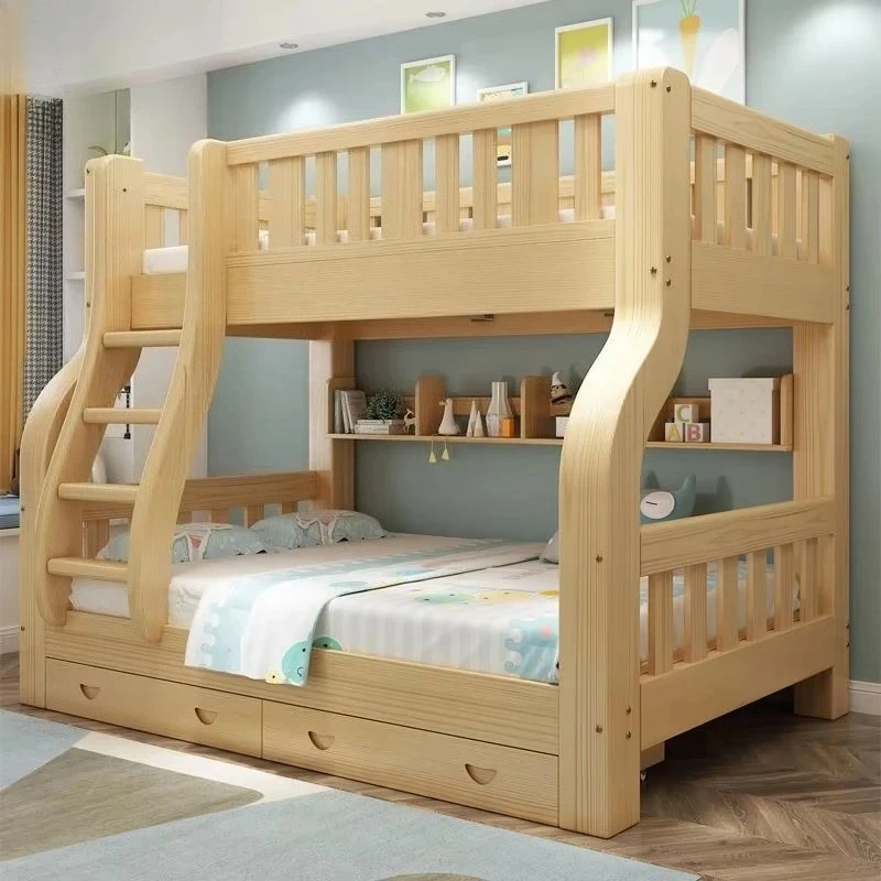 Sturdy double‑deck bunk bed with side ladder & under‑bed storage drawers, space‑saving for bedroom, dorm & apartment