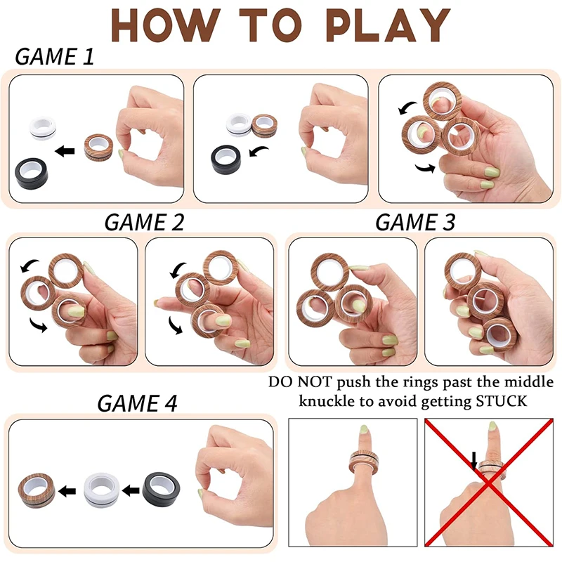 3Pcs Magnetic Rings Fidget Toy Set Adult Fidget Magnets Spinner Rings Fidget Pack Great Gift for Adults Teens Kids