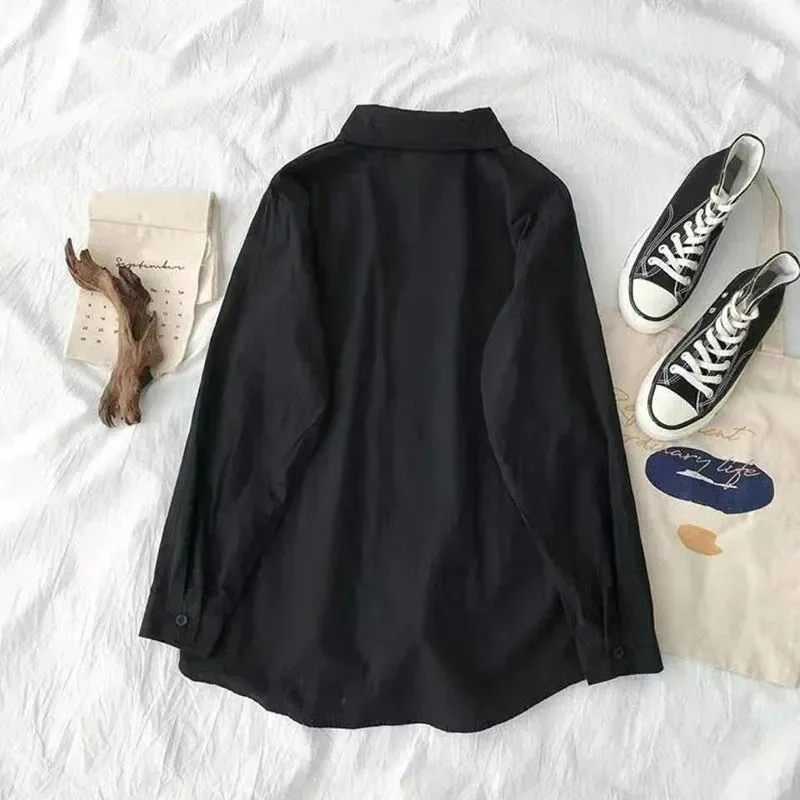 Japanese Style Loose Fit Long Sleeve White Shirt 5