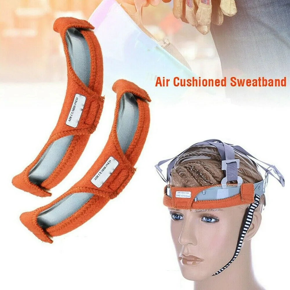Replacement Sweatband Set for Hard Hat and Welding Helmet Featuring Absorbent Cotton Exterior and Sweat-Storing Foam Interior