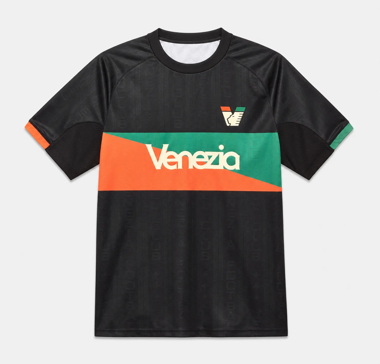 Venezia FC 26-27 Home Soccer Jersey Black Orange Green for Men Short Sleeve Crew Neck Football Training and Casual Wear