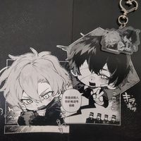 Osamu Dazai Anime Keychain Women Nakahara Chuya Acrylic Key Chain Man Funny Key Ring Pendant Ornament Accessories Friend Gift