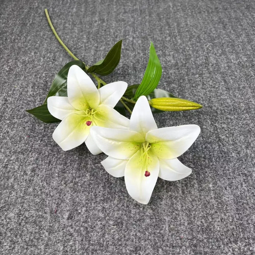 

New 65cm Artificial Lily Flower 3 Heads Silk Fake Lily Bouquet DIY Wedding Bridal Bouquet for Home Wedding Decor