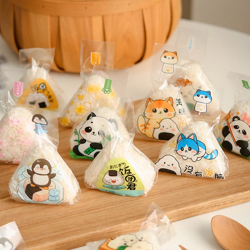 50PCS Cartoon Penguin Triangle Rice Ball Packing Bags Seaweed Sushi Bag Sushi Bento Accessories Rice Ball Sushi Bag