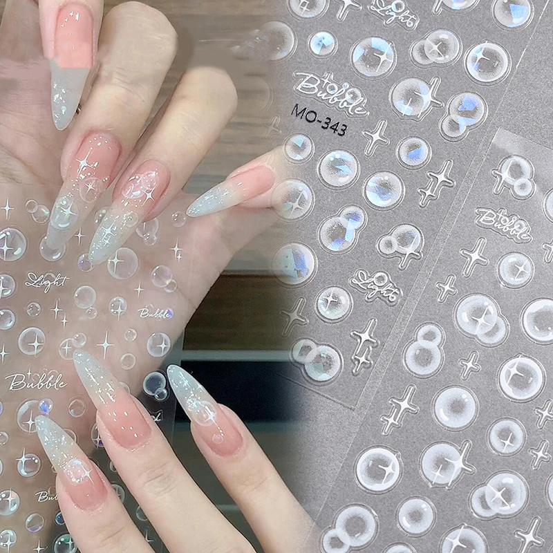 1 Pc Dreamy Summer Shells Water Bubbles Nail Stickers Multi-Functional Relief Thin And Tough Nail Stickers