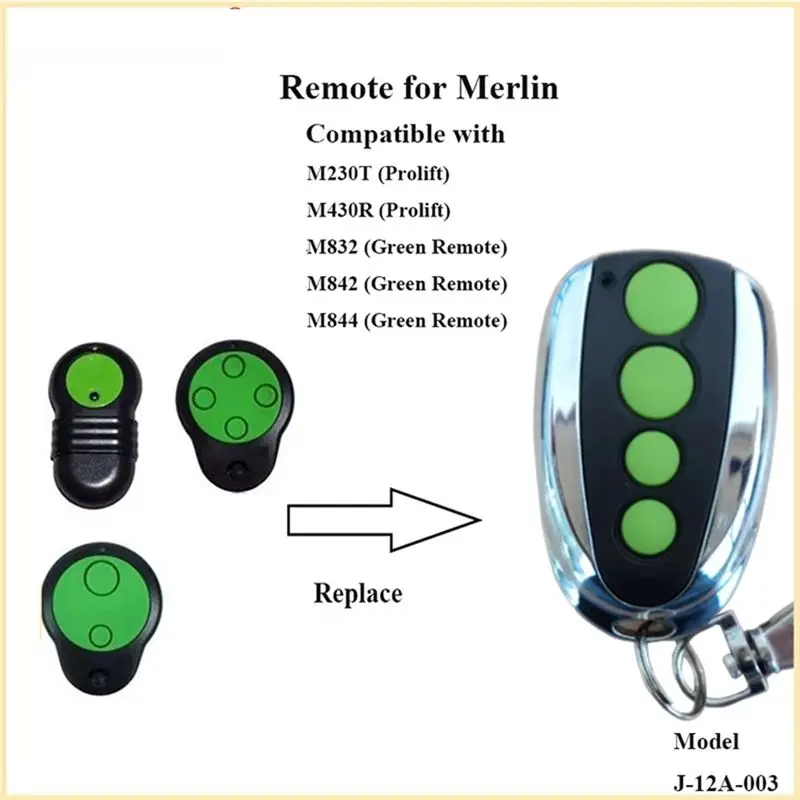 B27B Remote Control Replacement For Merlin M832 M842 Prolift 230T/430R 433.92Mhz Garage Door Gate Opener Keychain Transmitter Co