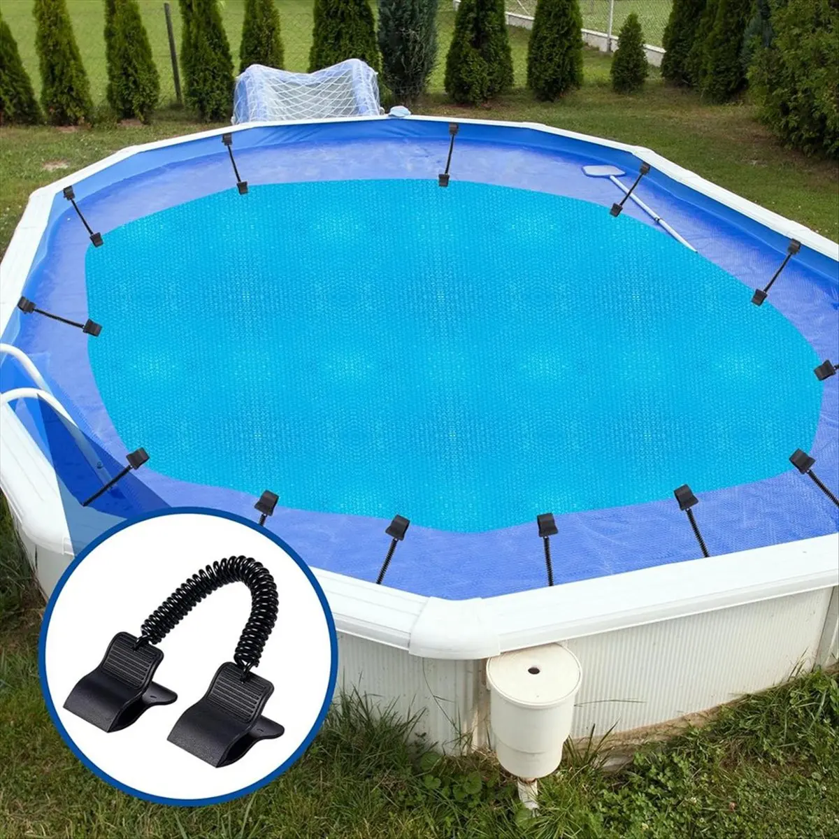 KSOL 12 Pcs Swimming Pool Cover Clips for Above Ground Pools Solar Cover Reel Attachment Kit Wind Guard Swimming Pool Cover