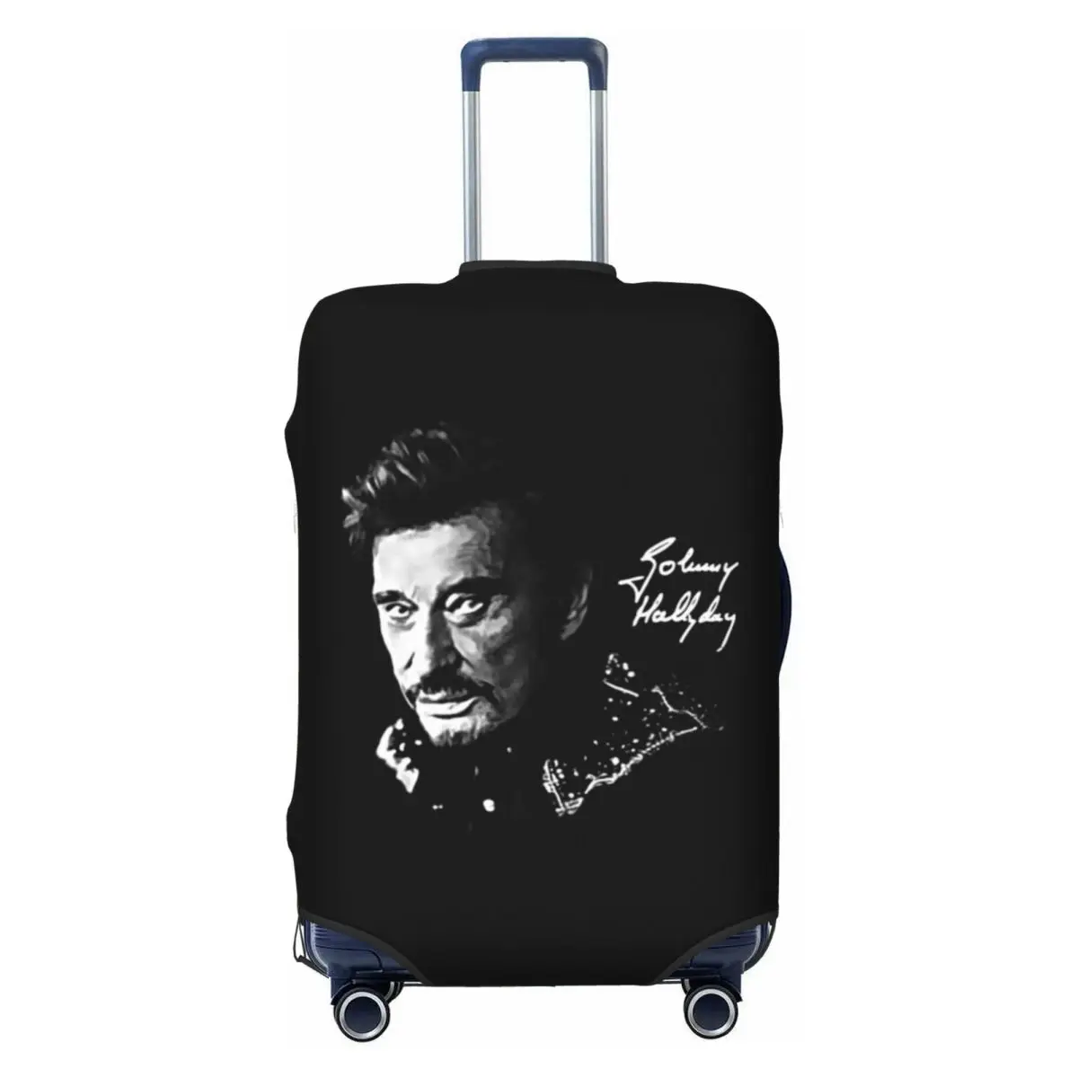 

Custom French Rock Legend Johnny Hallyday Luggage Cover Protector Funny Travel Suitcase Protective Cover for 18-32 Inch