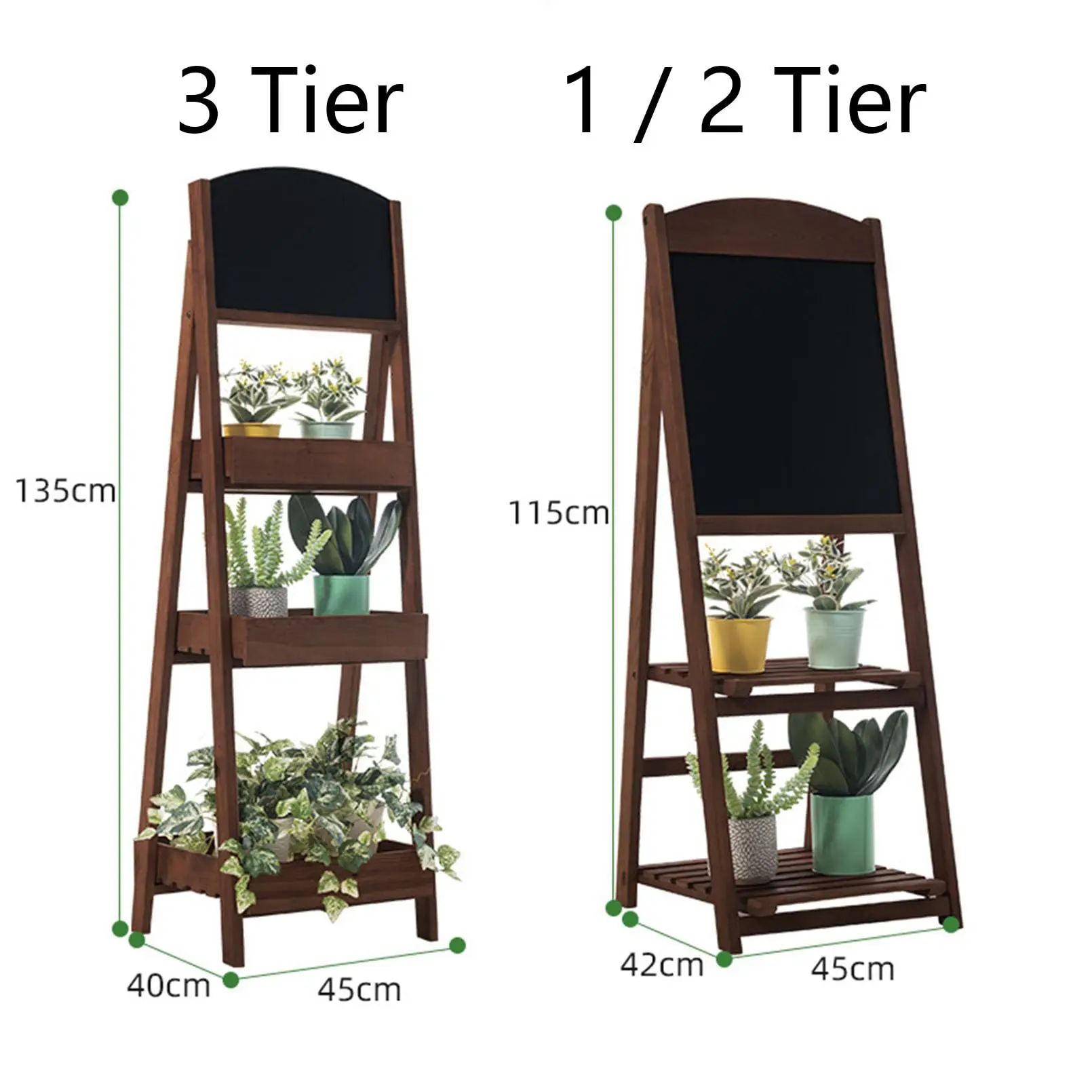 3 Tier Ladder Shelf with Chalkboard Display, Wooden Chalkboard Stand, Display Shelves, Storage Rack for Indoor and Outdoor