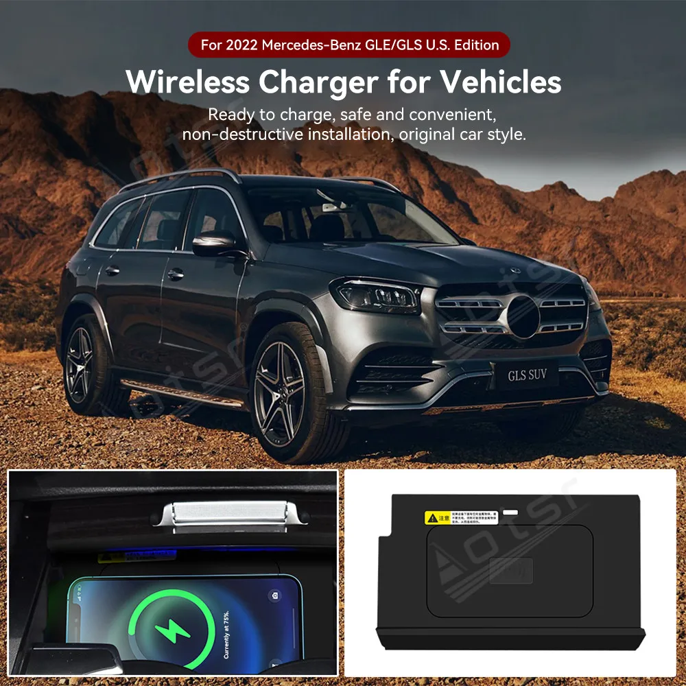 Para mercedes benz gle gls 2022 edição dos eua carregador sem fio do carro carregador do telefone móvel suporte de carregamento rápido