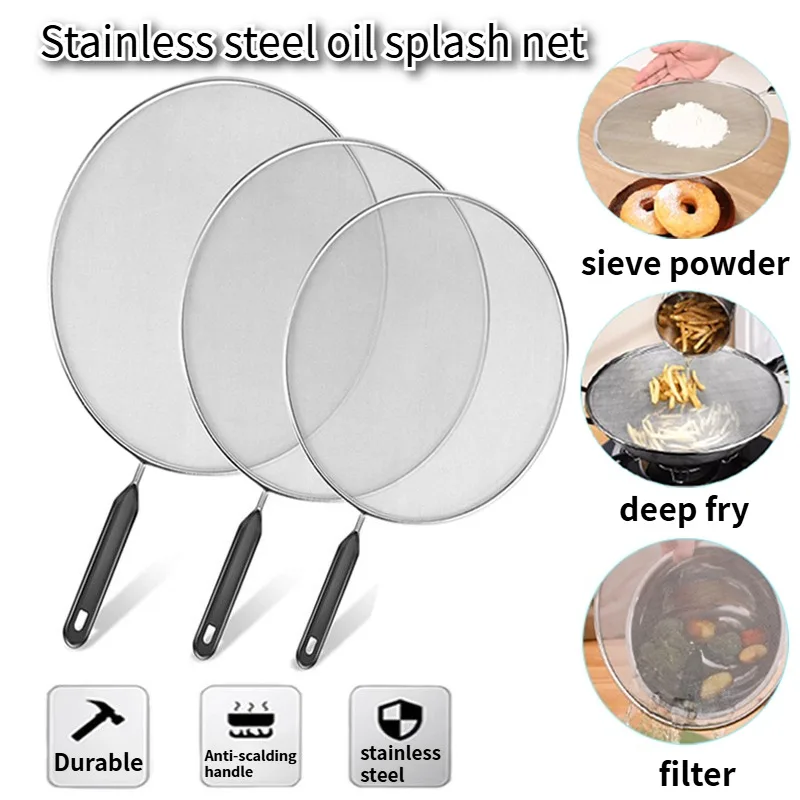 

Нержавеющая сталь 25/29/33 см с масляной крышкой с ручкой, может предотвратить растревание горячим маслом на 99% горячего масла, используется для приготовления жарки, блинов, глубокой жарки