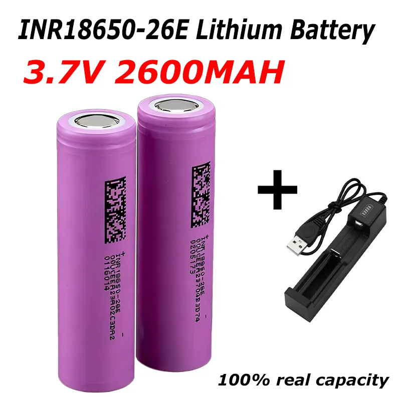 INR18650 2600mAh 5C High Power Lithium Battery Rechargeable Cell for DIY Power Bank and Household Electrical Tool Accessories