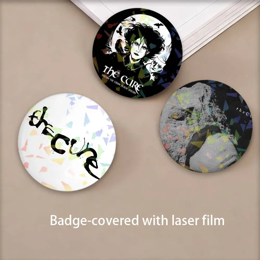Cool Fashion Band THE C-CUrE-e Round Badge for Backpack Accessories Laser Lapel Pins Jewelry Gifts