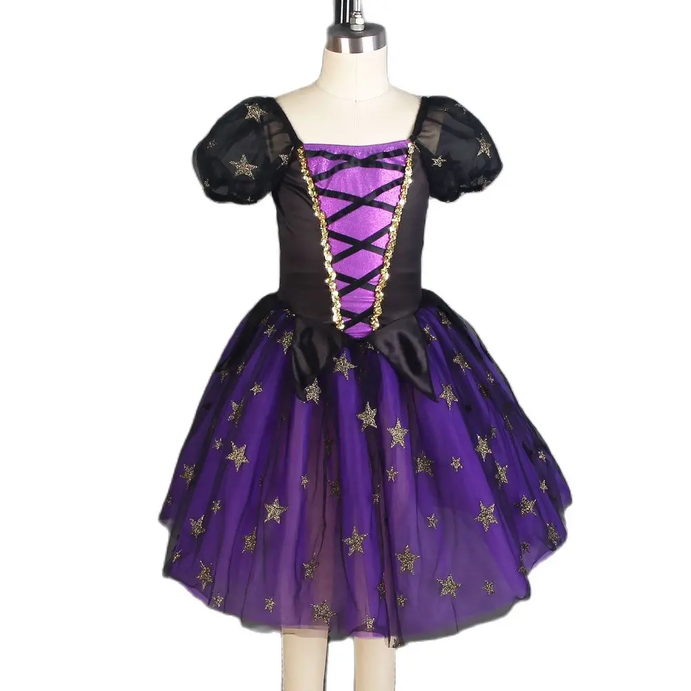 Disfraz de Halloween 19824 para Niños, Disfraz de Brujita, Vestido de Tutú para Niñas, Tutús de Baile Negros/Morados, Disfraces para Actuaciones