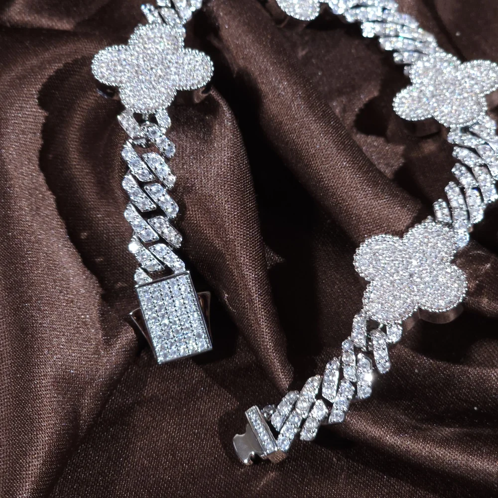 ICEC زهرة الكوبية سوار مثلج خارج تشيكوسلوفاكيا الأحجار الصب المشبك النساء الإكسسوارات الهيب هوب سلسلة الروك الإسورة سلاسل فاخرة الفرقة #5