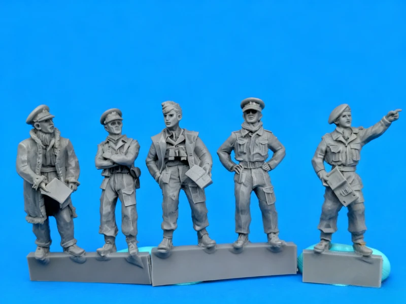 1/72 Scale Diecast Resin Figure Model Kit British Desert Winter Command Group 5 Figures Unpainted