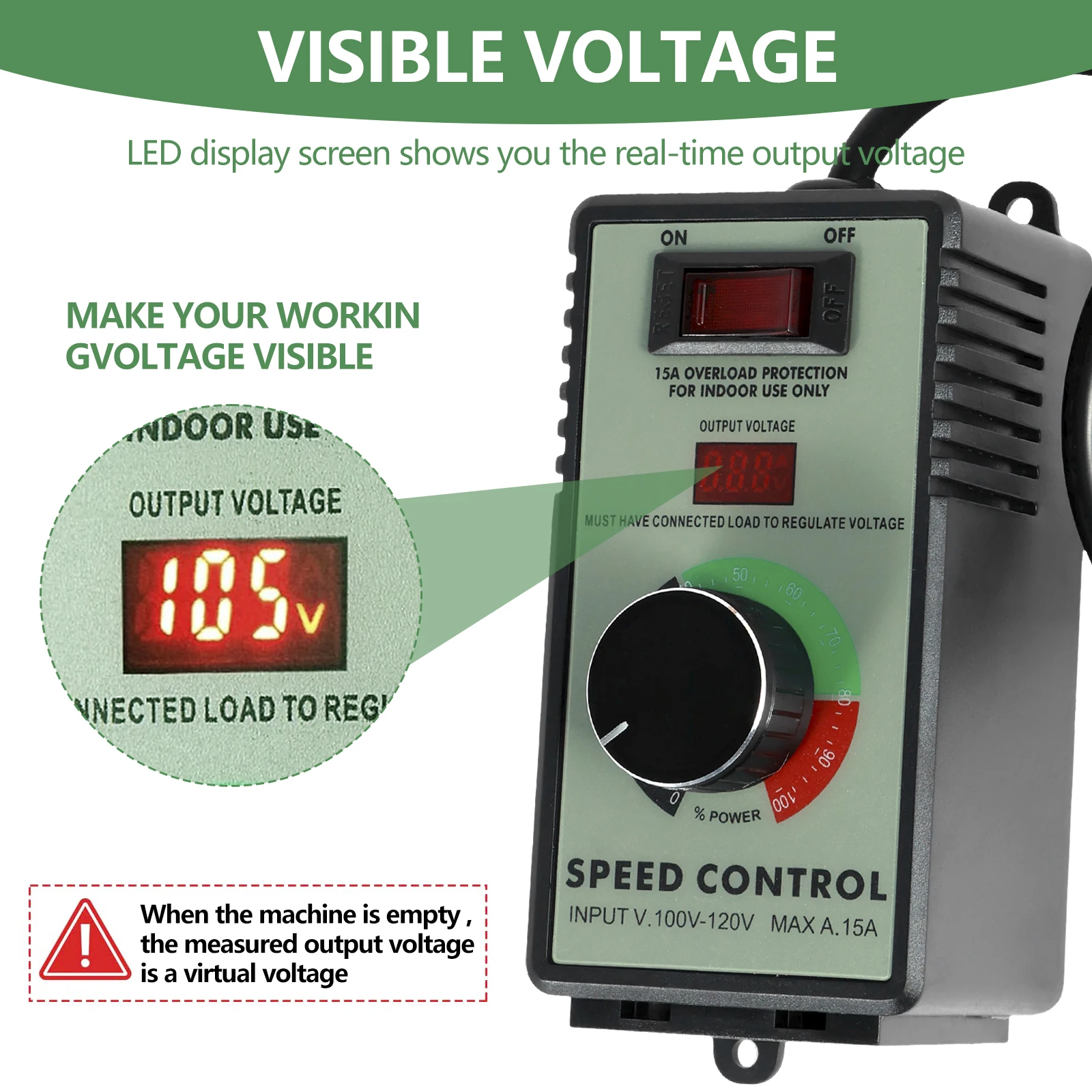 4000W AC Motor Speed Controller 110-120V 15A Motor Speed Voltage Regulator Variable Speed Switch Electronic Fan With LED Display