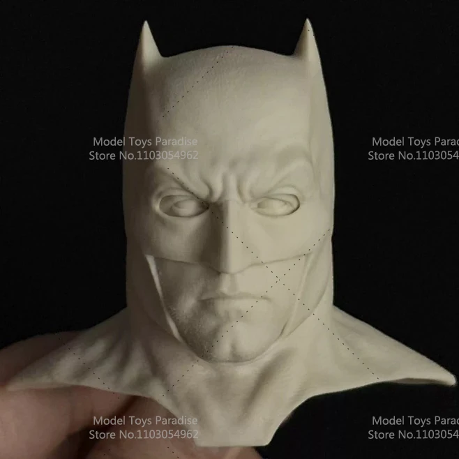 Unpainted 1/6 Batman White Model Head Bruce Wayne Bale Robert Pattinson Super Hero Head Sculpt Fit 12inch Soldier Action Figure