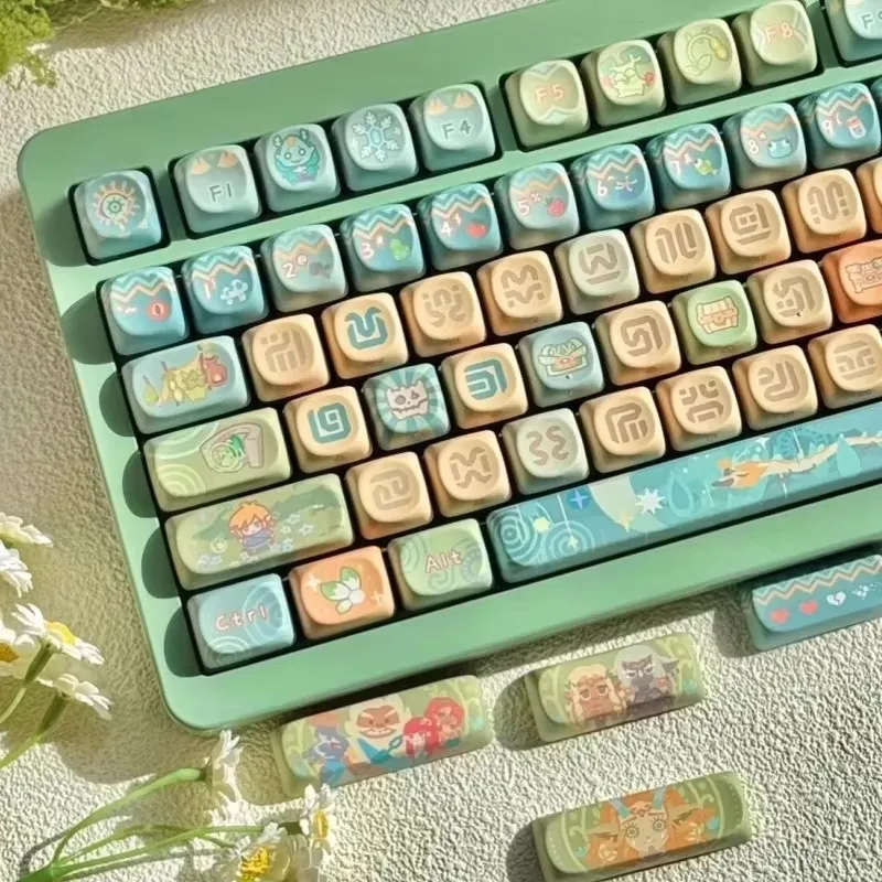 

New Zelda Theme Sidenew Carved Keycap 142keys Moa Cherry Profile Pbt Hot Sublimation Mechanical Keyboard Game Peripheral Keycap