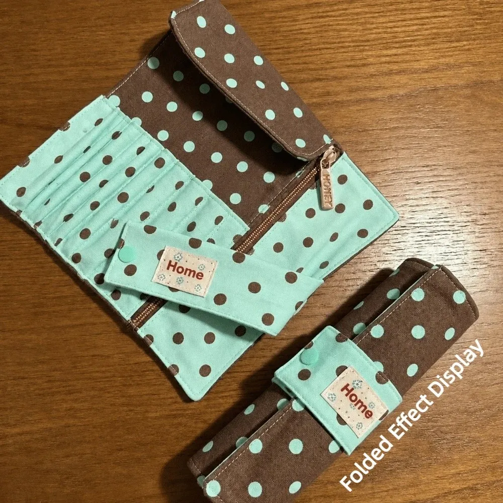 Cute Polka Dot Makeup Storage Bag 10 Slots Large Capacity Makeup Brush Bag Canvas Portable Makeup Tool Bag Multipurpose