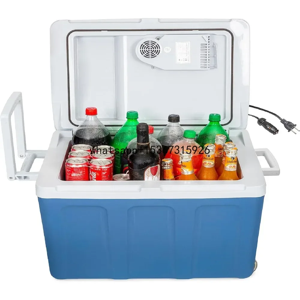 Cooling Box Electric Cooler and Warmer with Wheels 6 FT Extra Long Cables Dual 110V AC House and 12V DCVehicle Plugs Cooling Box