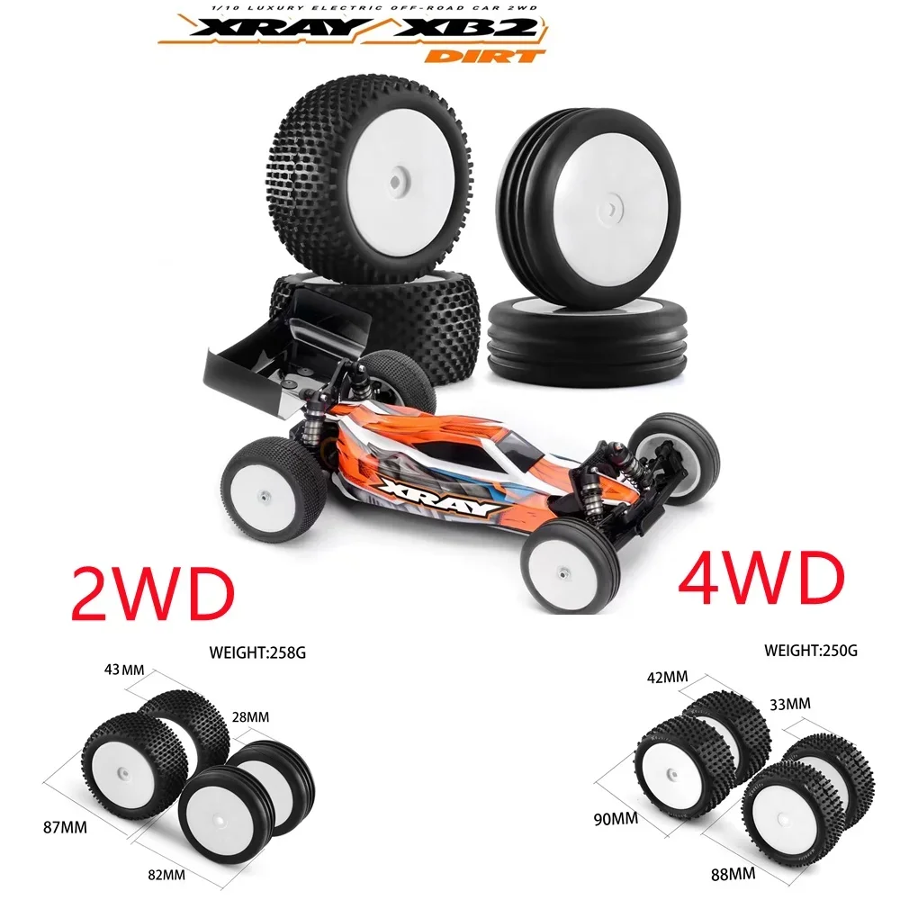 

GGRC 4pcs Plastic Wheel Rubber Tire For 1/10 Off-Road RC Car SRX2 SRX4 Bandit Tekno EB410 YOKOMO YZ4