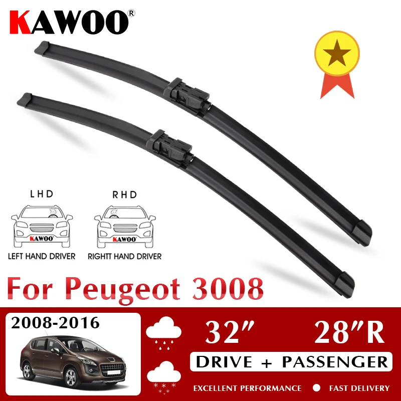 KAWOO Wiper Car Wiper Blades For Peugeot 3008 2008-2016 Windshield Windscreen Front Window Accessories 32