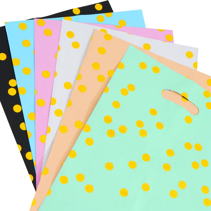 20Pcs golden dots Plastic Birthday Gift Packaging Bag Candy Cookie Tote Bags for Kids Birthday Baby Shower Party Favor Bags