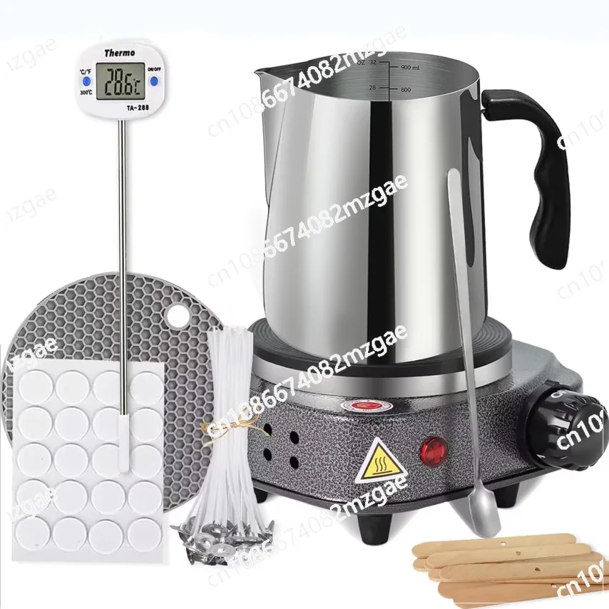 Full Candle Making Set: Hot Plate, Melting Pot, Electric Stove, Wax Pot, Thermometer and Heat Resistant Silicone Mat Included