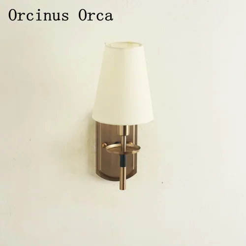 American simple white wall lamp living room corridor bedside lamp Nordic modern creative LED cloth wall lamp free shipping image 2