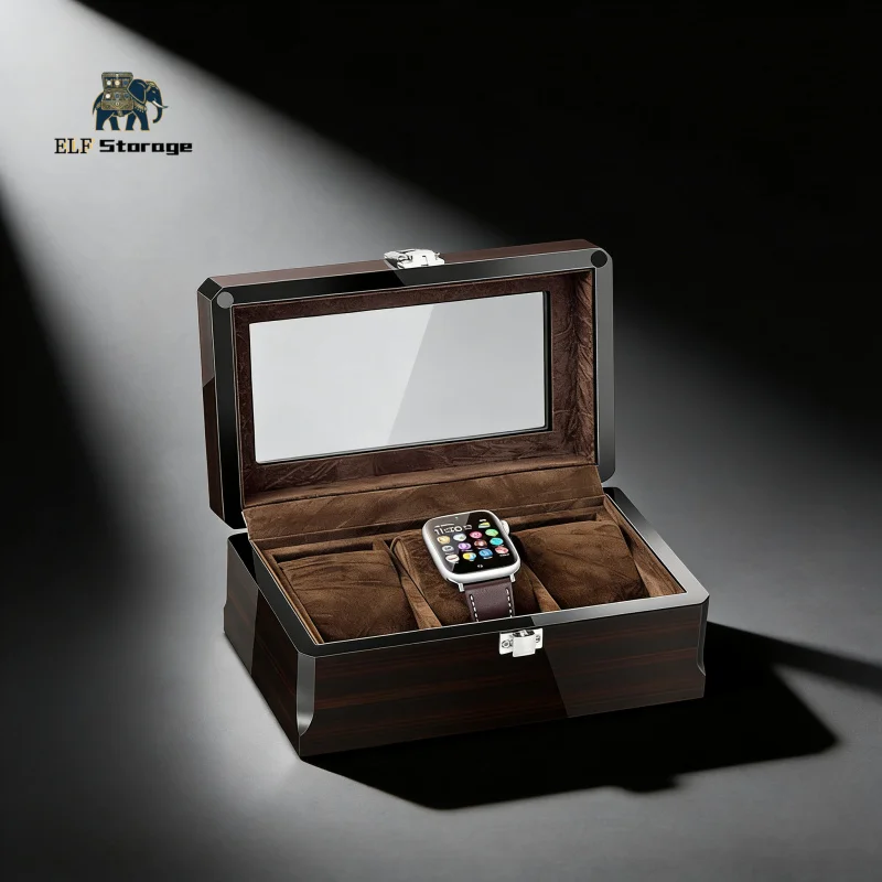 Caja De Almacenamiento De Relojes De Madera De Ébano Lacado De Alta Gama De Estilo Europeo, Adecuada Para Uso Personal En Dormitorio Y Exhibición De Tienda De Relojes. — -24%, 15.26€ Coupon, from 45.79€ – 24% descuento – €45.79