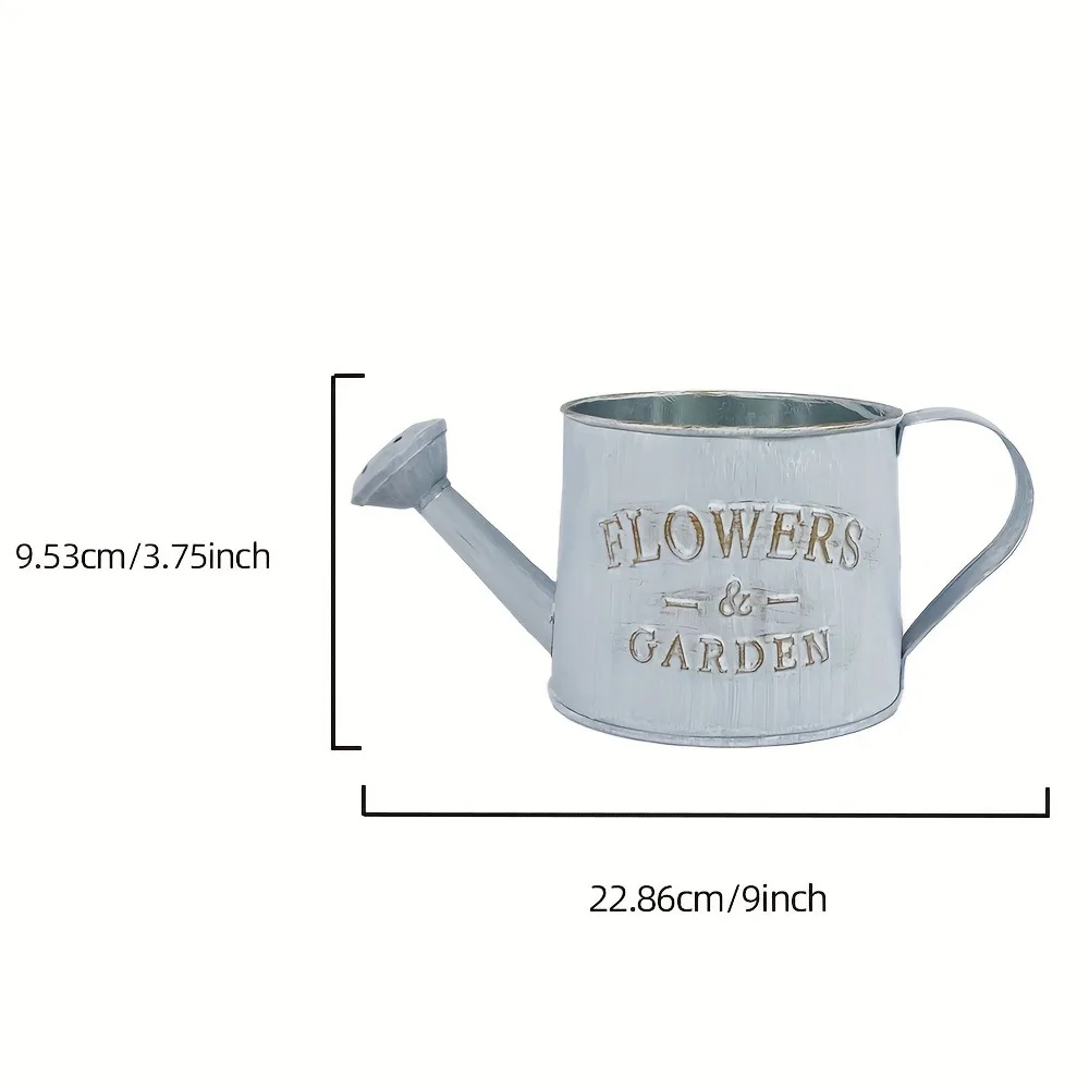 Rustic Retro Metal Watering Pot Garden Home Decorative Kettle Embossed Flowers Plant Sprinkler Irrigation Tool Supplies