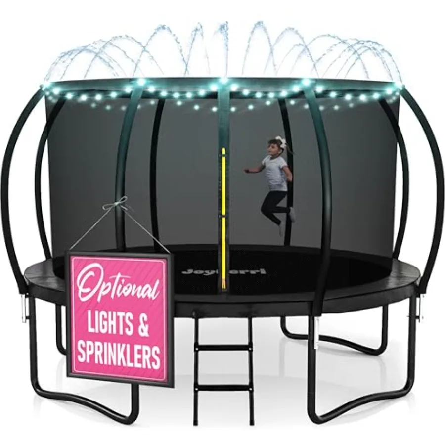 

Outdoor Recreational Trampoline 8Ft-16Ft with Anti-Rust Coating Enclosure Net Ladder Sprinkler LED Lights for Adults ASTM Certi