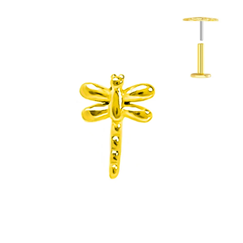 Peacock Dragonfly Titanium Earring Stud, Body Jewelry