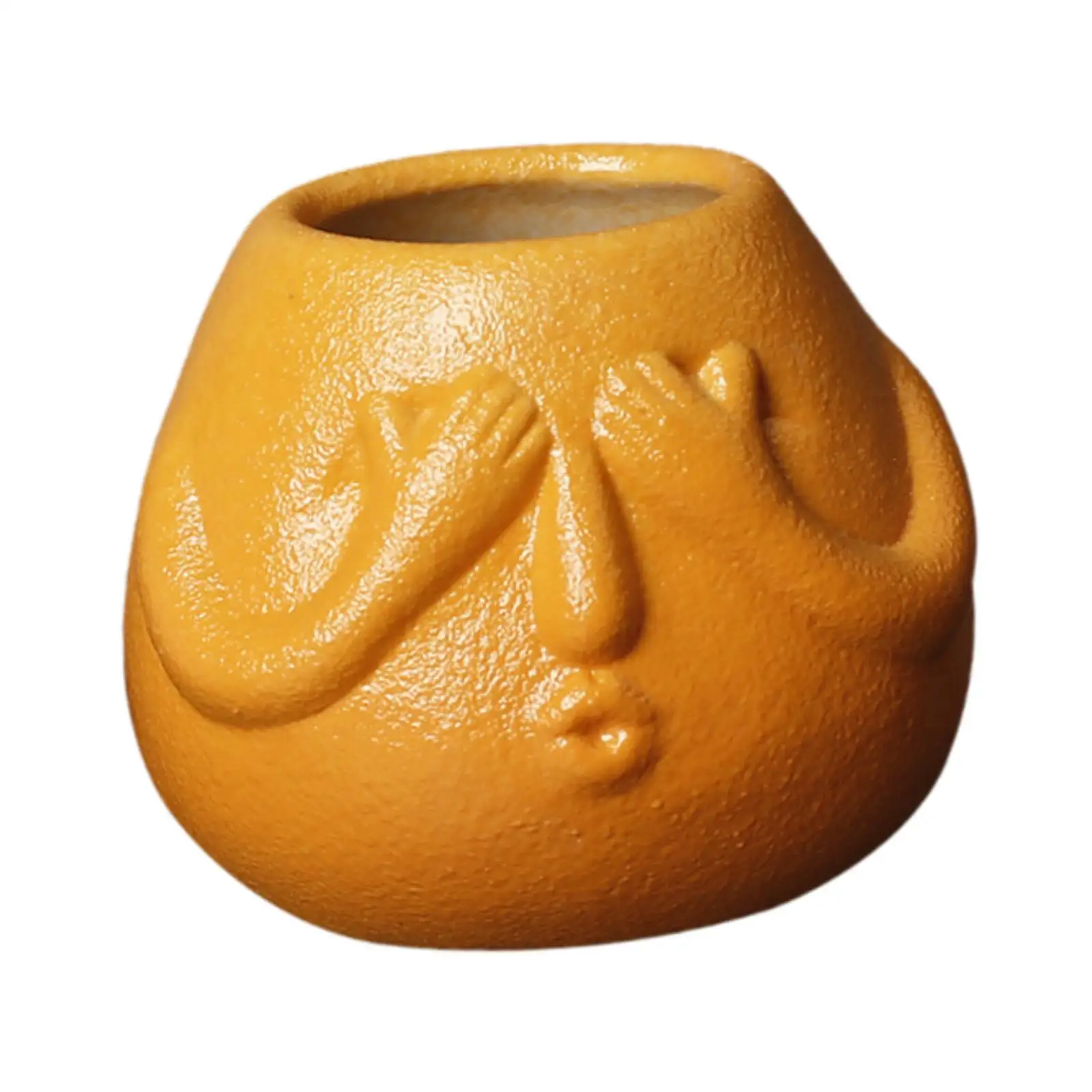 Funny Cartoon Planter Small Ceramic Flower Pot Ideal Gift Creative Flowerpot for Indoor/Outdoor Farmhouse Shelf Courtyard