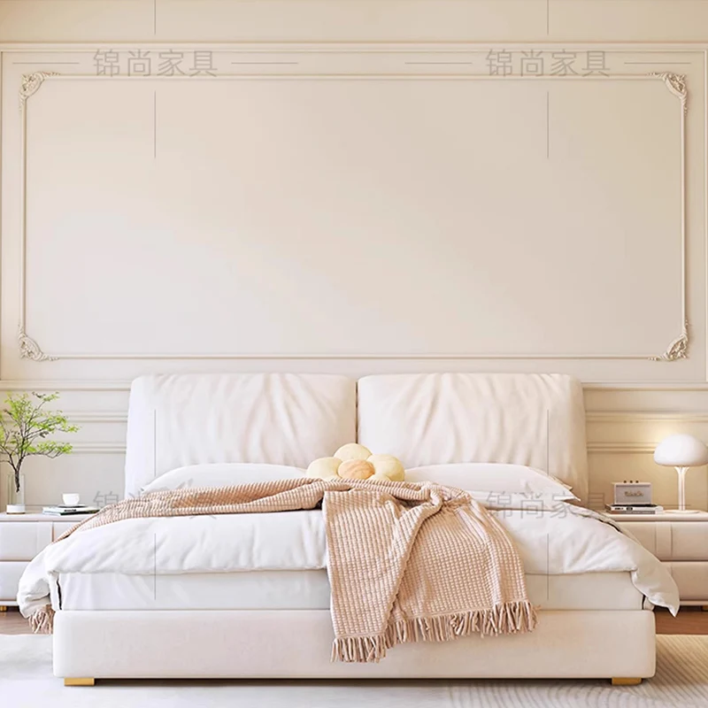 

Modern Minimalist Bed Aesthetic Bedroom Double Luxury Bed Unique Headboards Soft Bag Cama De Lujo Para Dormitorio Furniture