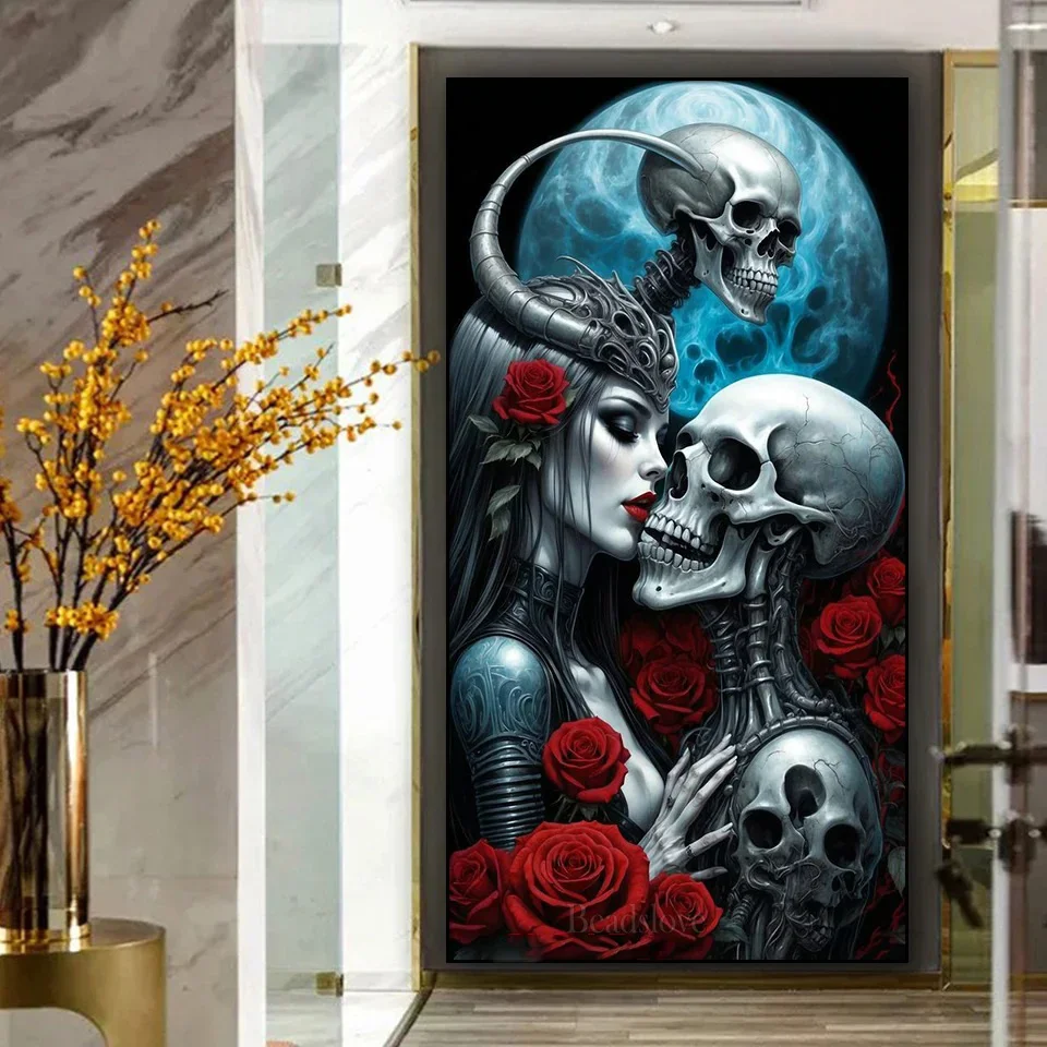 Skull Steel Death Romance kiss Diamond Painting New Full Diamond Mosaic Cross stitch kits diy Handicraft Halloween Gift