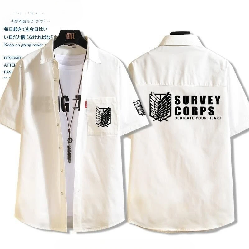 Nueva camiseta de manga corta periférica bidimensional de Anime creativo con alas de libertad gigantes de ataque, camiseta holgada informal, regalo de vacaciones