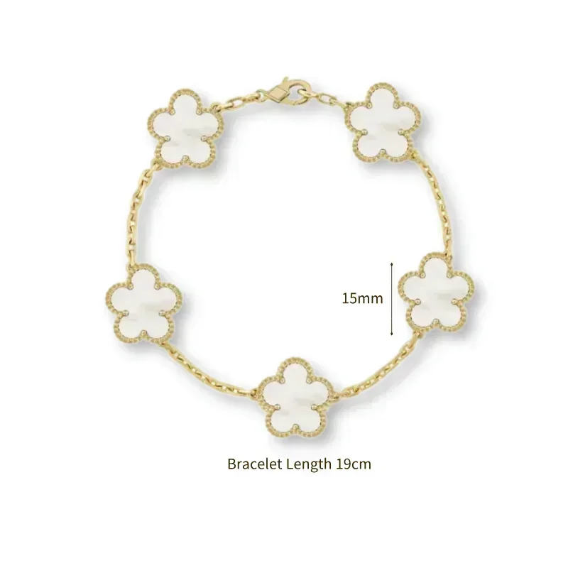 

2025 New Hot Selling High Quality Natural Gemstone Four Leaf Flower/Five Leaf Flower Women Bracelet Luxury Jewelry