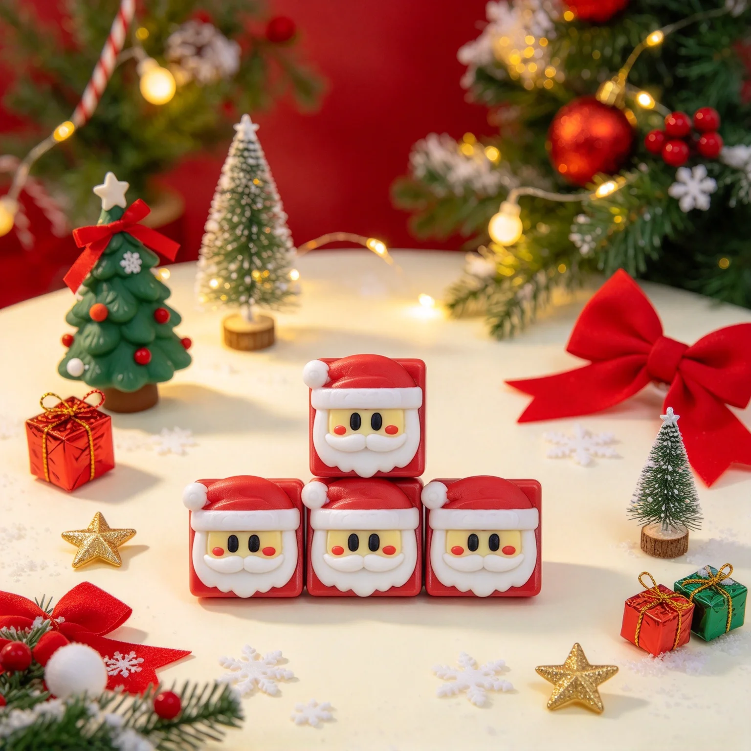4/9/26pcs Santa Claus Keycaps Christmas Gifts for Mechanical Keyboard Lovers 3D Printing Christmas Universal Keycaps Gifts