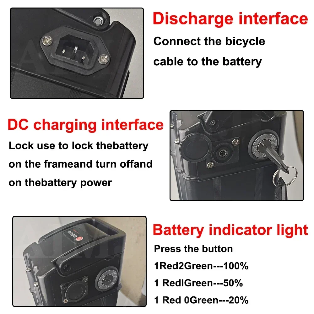 48V ปลาสไตล์แบตเตอรี่ 10/15/20Ah คุณภาพสูงแบตเตอรี่ชาร์จ 500 W-1000 W 18650 จักรยานแบตเตอรี่ Pack