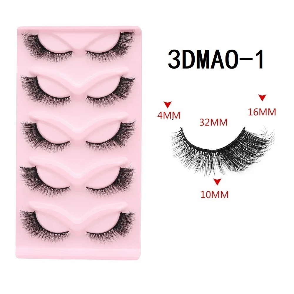 100pcs 3D Cat Eye False Eyelashes Five Pairs Of Thick Eye Tail Lengthening 3d Eyelashes Hot Lashes To Choose From