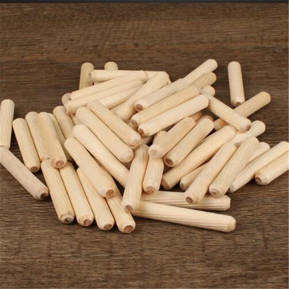 

50 шт. круглых деревянных стержней для соединения мебели, заглушки для отверстий, деревянные клинья в коробке, инструмент для деревообработки