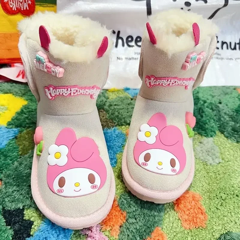 Kuromi Hello Kitty Anime Kawaii Sanrio Children Snow Boots Cute Cartoon My Melody Sanrio Ins Warm Cotton Shoes Gifts for Kids