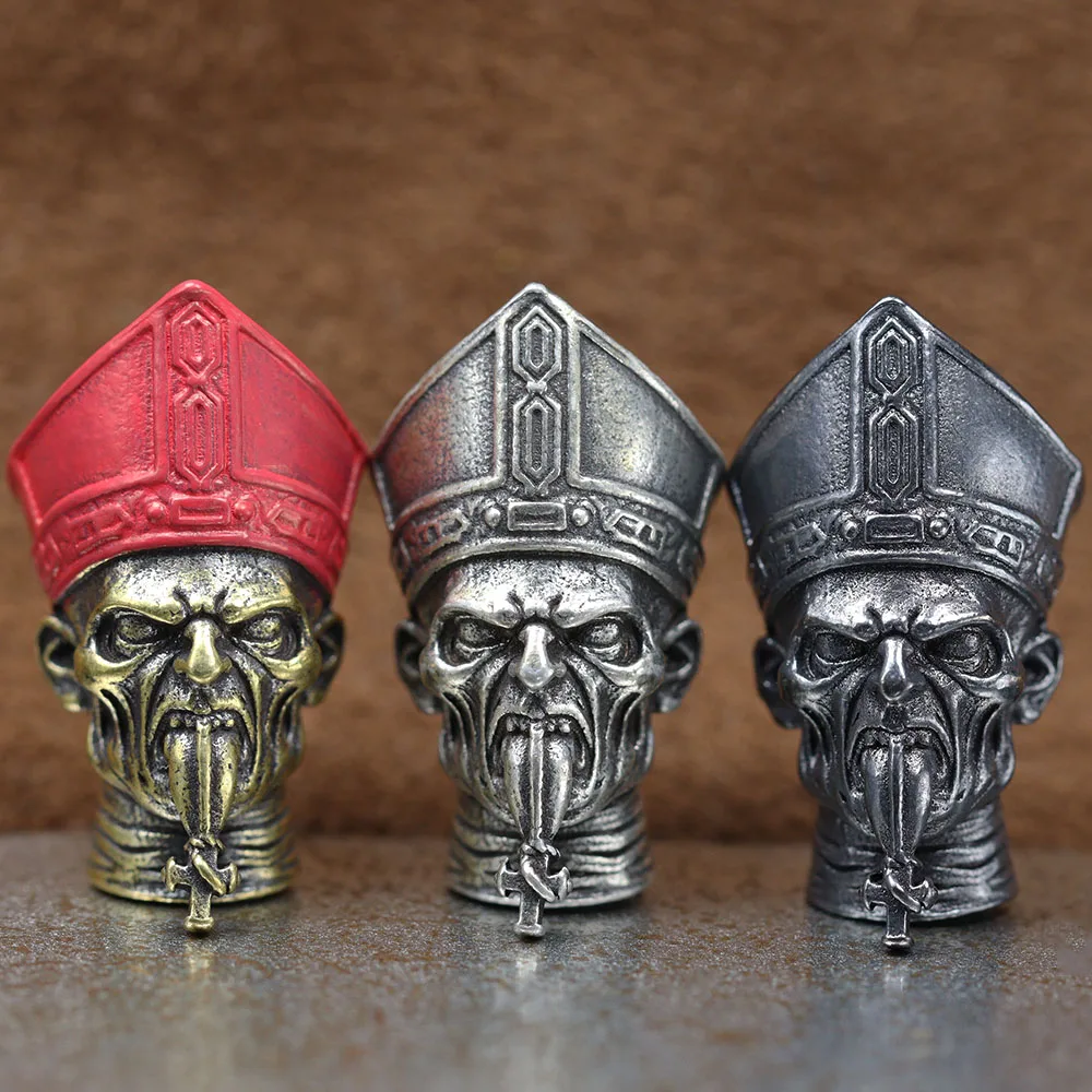 Evil Pope Brass Knife Beads EDC DIY Paracord Woven Bracelets Lanyard Pendants Accessories Outdoor Tool Hangings Charms ﻿