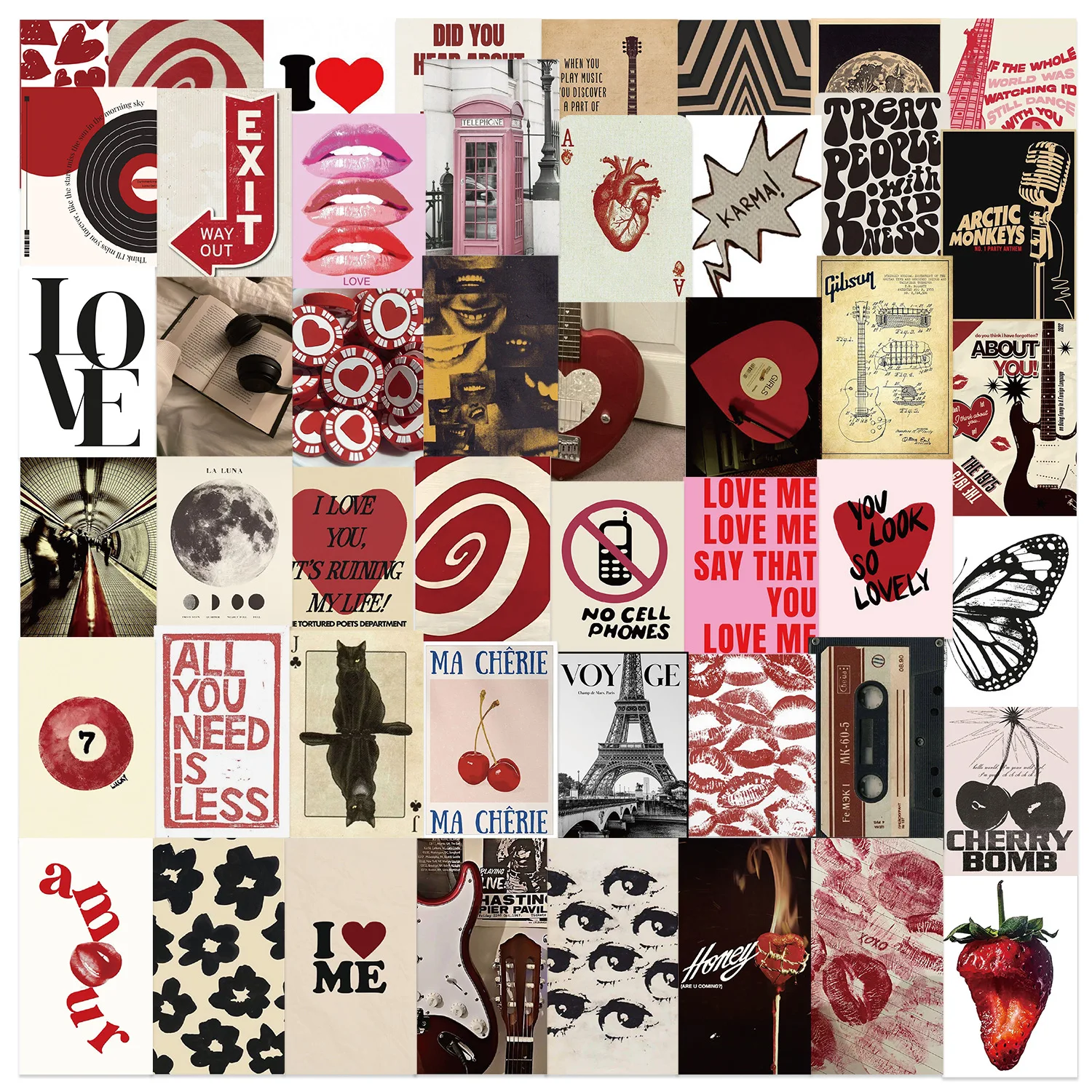 

50 шт. ретро Y2K наклейки для девочек Downtown Y2K DIY водонепроницаемая наклейка Скрапбукинг телефон чемодан скейтборд