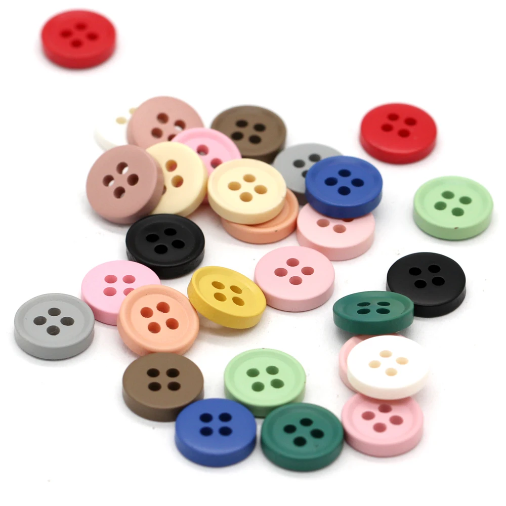 HENGC 50Pcs 11mm Small Colorful Resin Buttons for Clothing Cute Kid Shirt Blouse Skirt DIY Crafts Sewing Accessories Wholesale