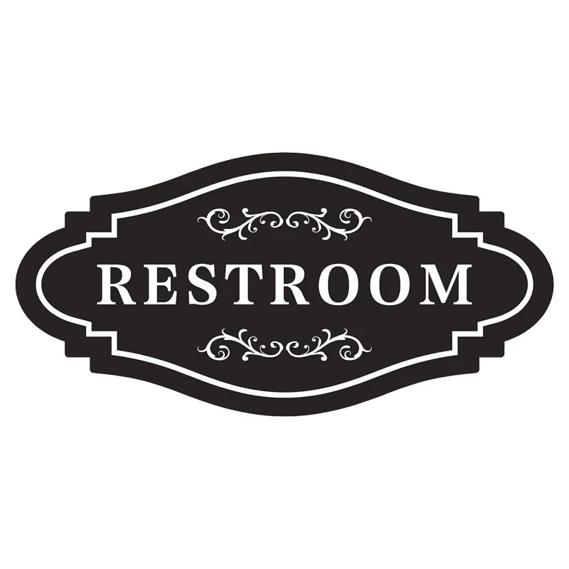 Pegatina RESTROOM, letrero para baño, inodoro, pegatina de vinilo impermeable