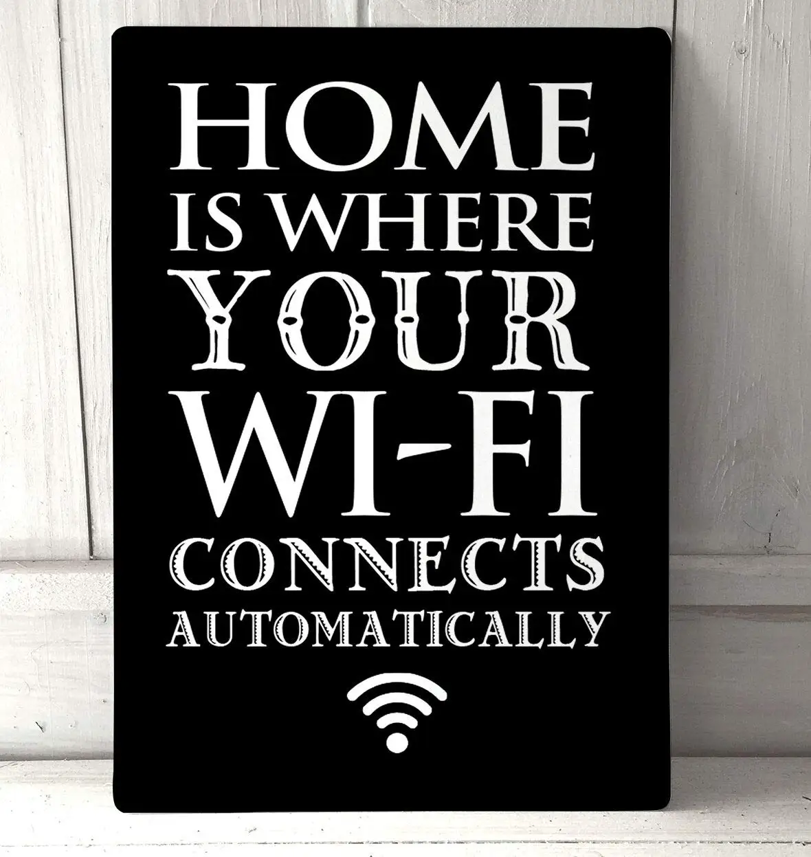 1P,VinMea Metal Sign Home is Where Your WiFi Connects Automatically Quote Sign Gift Idea Distressed Metal Room Sign Wall Retro A