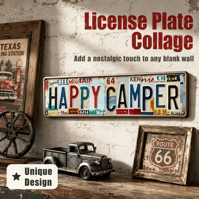 HAPPY CAMPER Humorous Metal Tin Sign Vintage Make Your Soul Happy Metal Sign for Home Bar Cafe Garage Club & Farmhouse Decor
